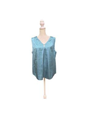 White House Black Market Teal Sleeveless V-Neck Blouse Women’s Large